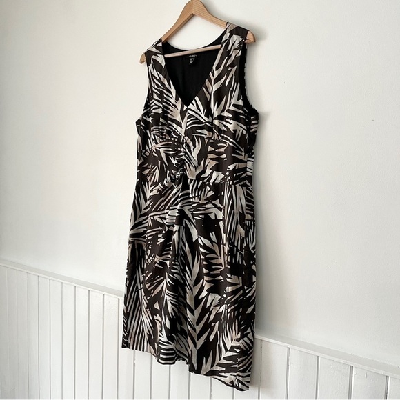 Louben Tropical Leaf Print Sleeveless Dress Size 16 - Picture 4 of 13